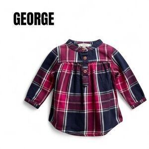 051 George Kids Plaid Button Down Shirt 0-3 Months